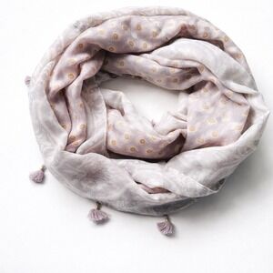 LOFT Infinity Scarf Paisley Polka Dot Tassel Fringe Lightweight Peacock Design